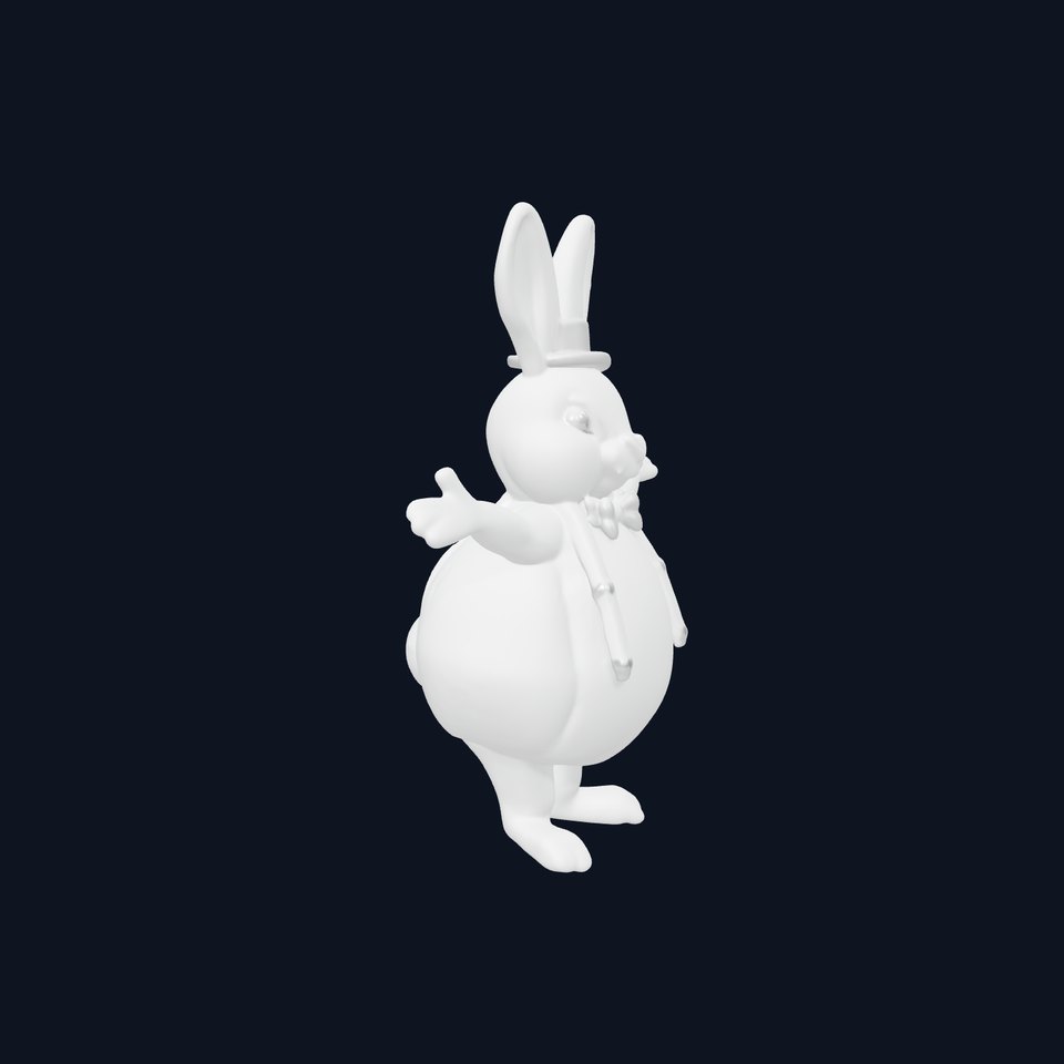 Charming Pink Rabbit with Bowtie and Top Hat  D Character Model